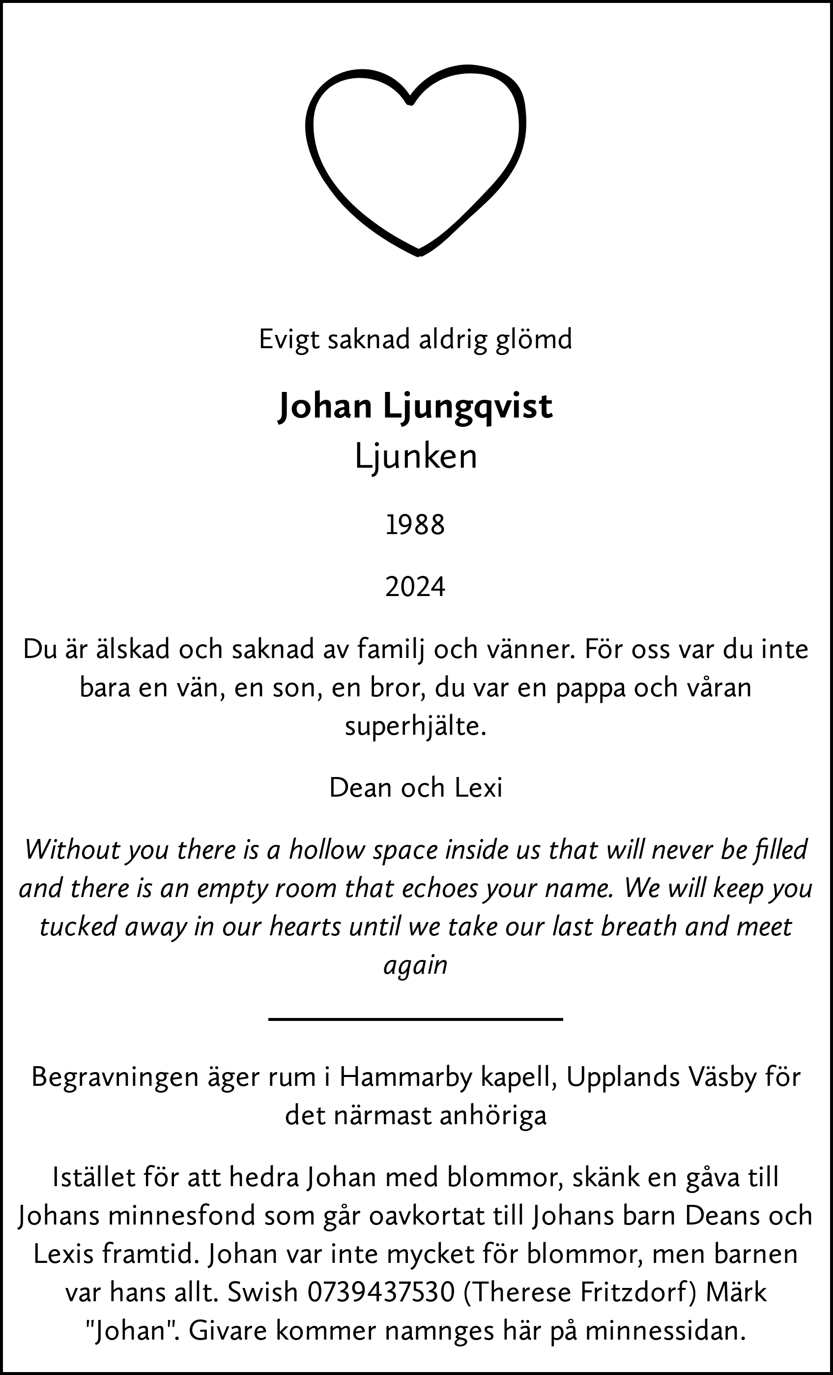 Dödsannons för Johan