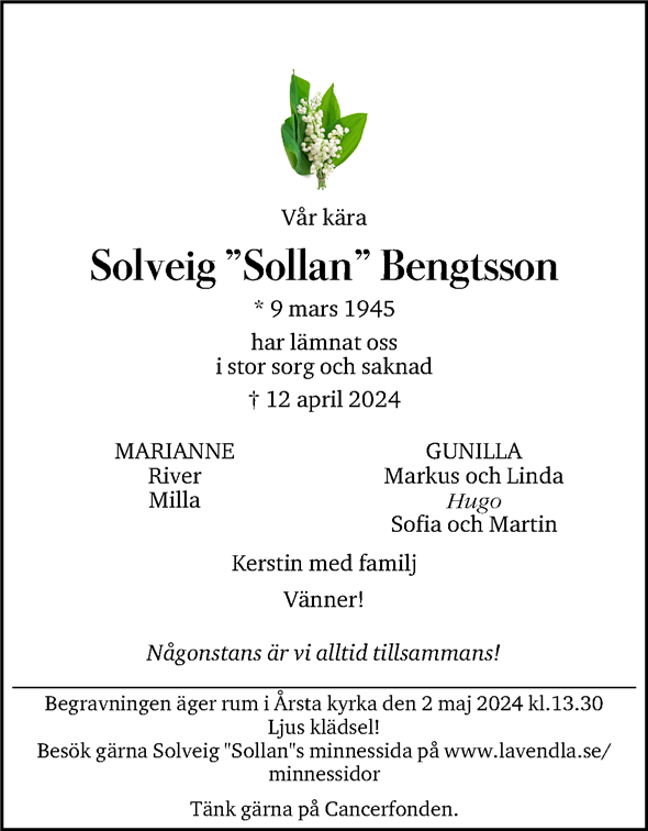 Dödsannons för Sollan