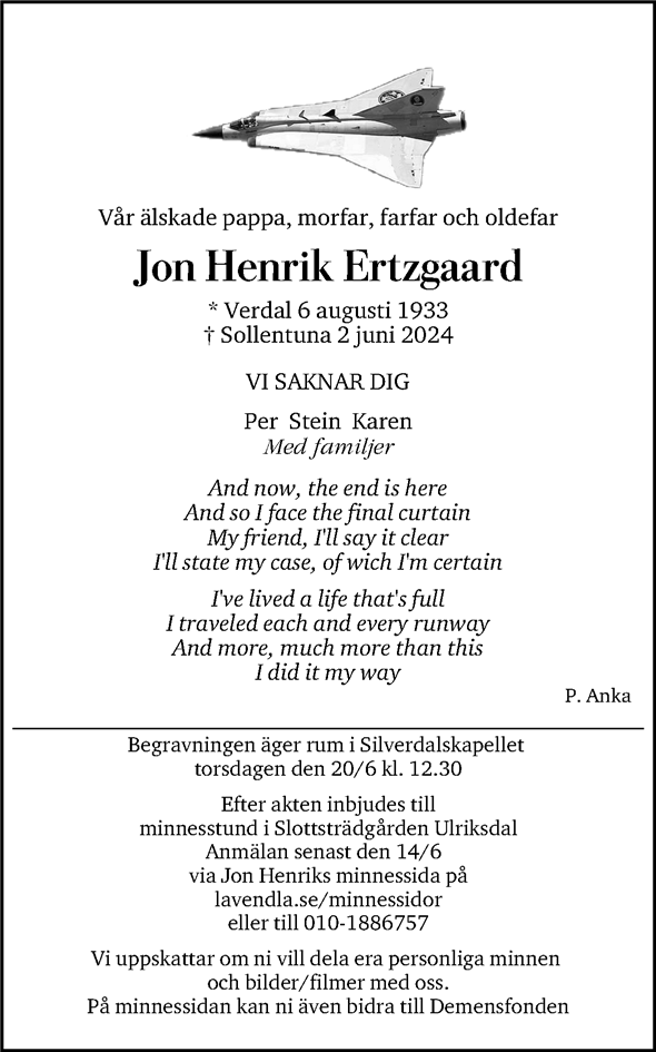 Dödsannons för Jon Henrik