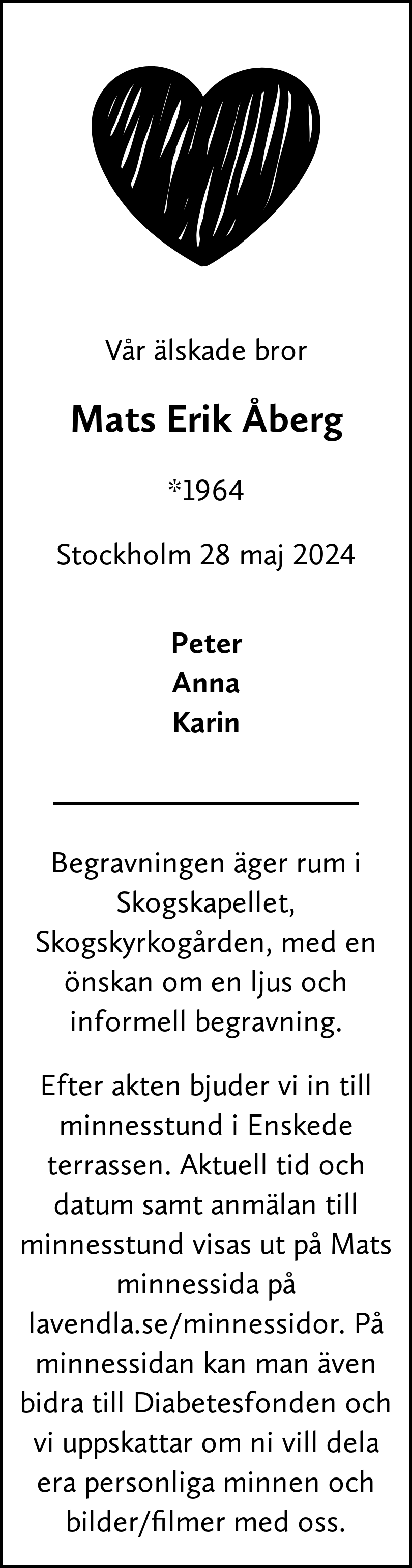 Dödsannons för Mats Erik