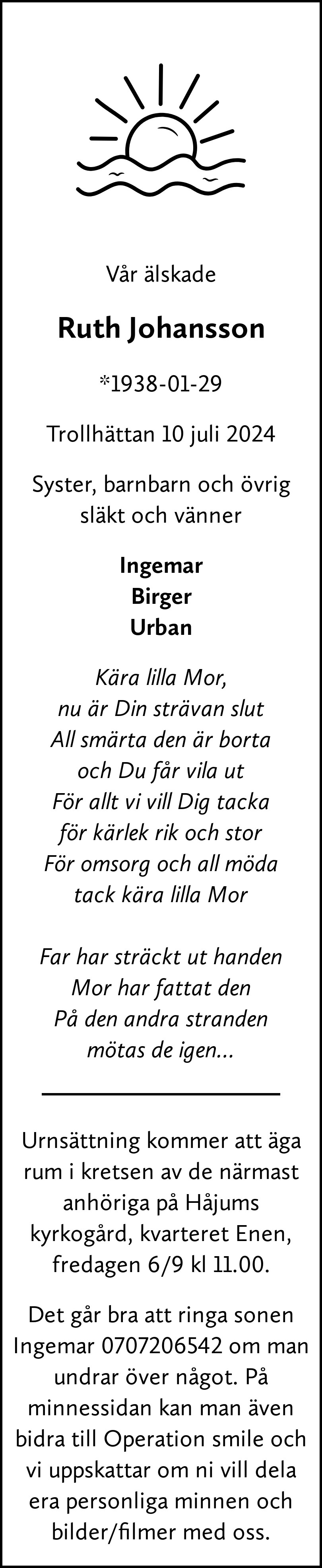 Dödsannons för Ruth