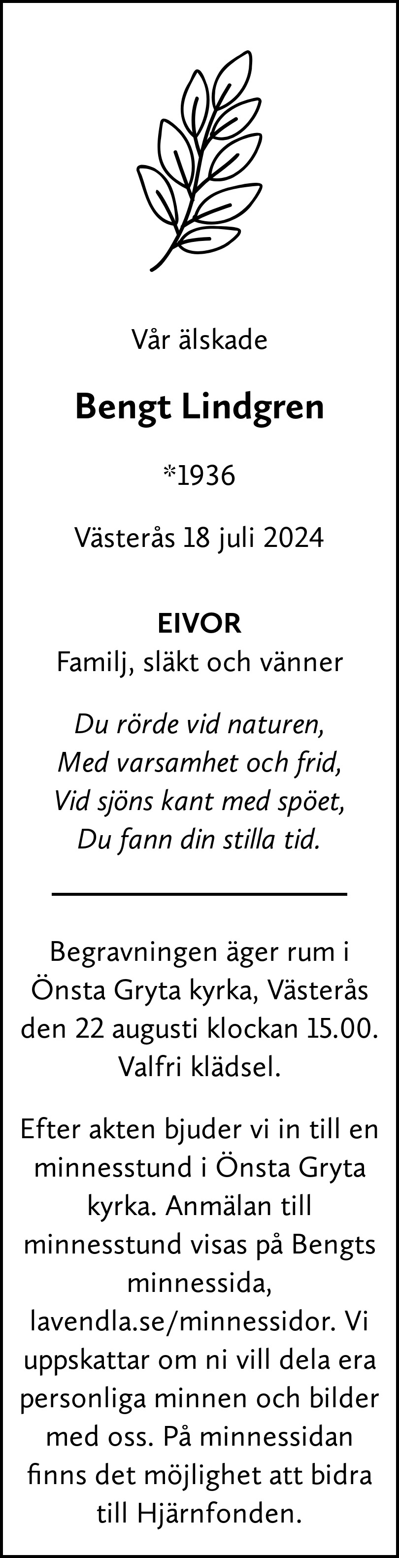 Dödsannons för Bengt