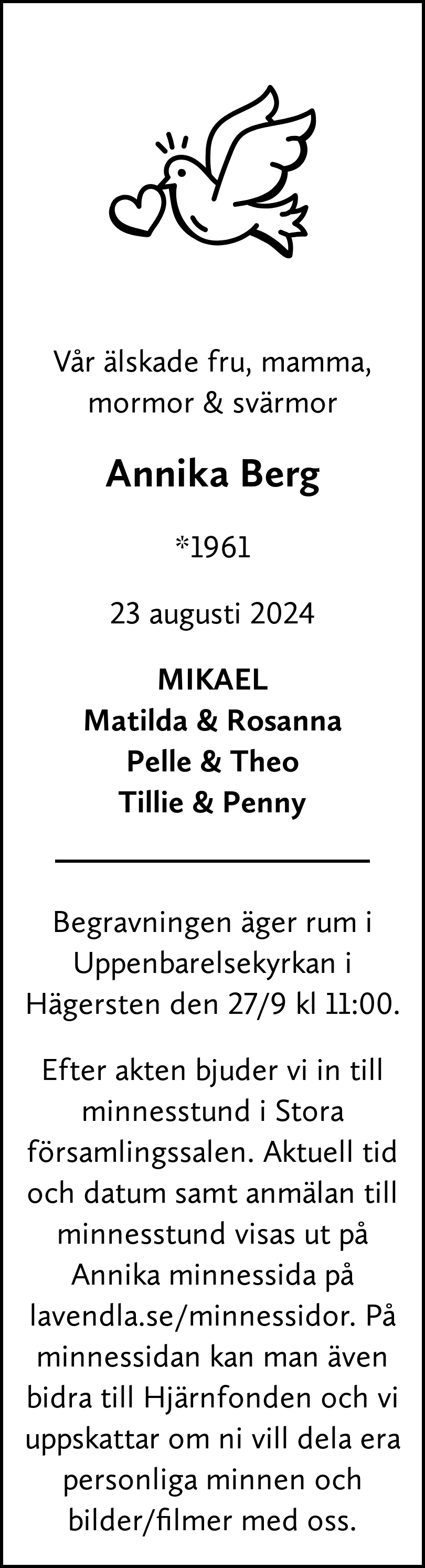 Dödsannons för Annika