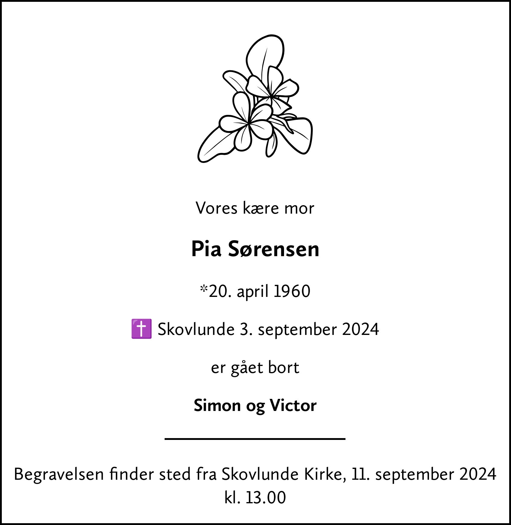 Dödsannons för Pia