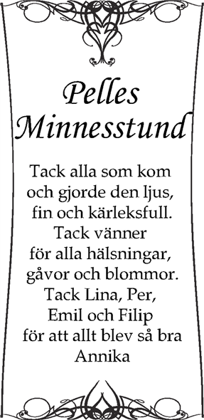 Dödsannons för Pelle