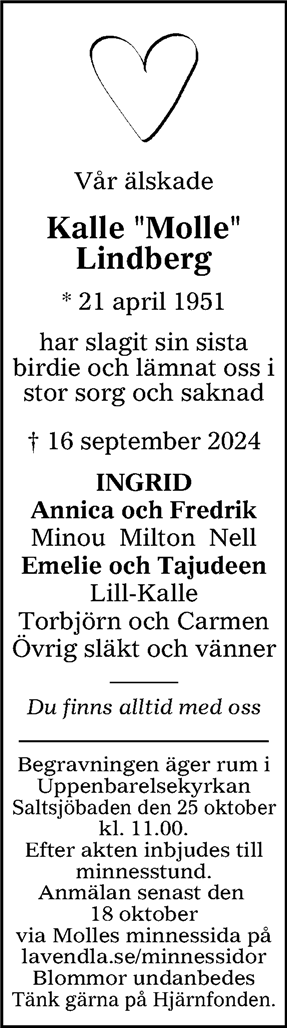 Dödsannons för Molle