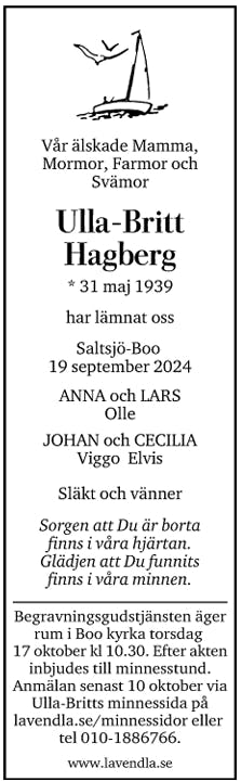 Dödsannons för Ulla-Britt