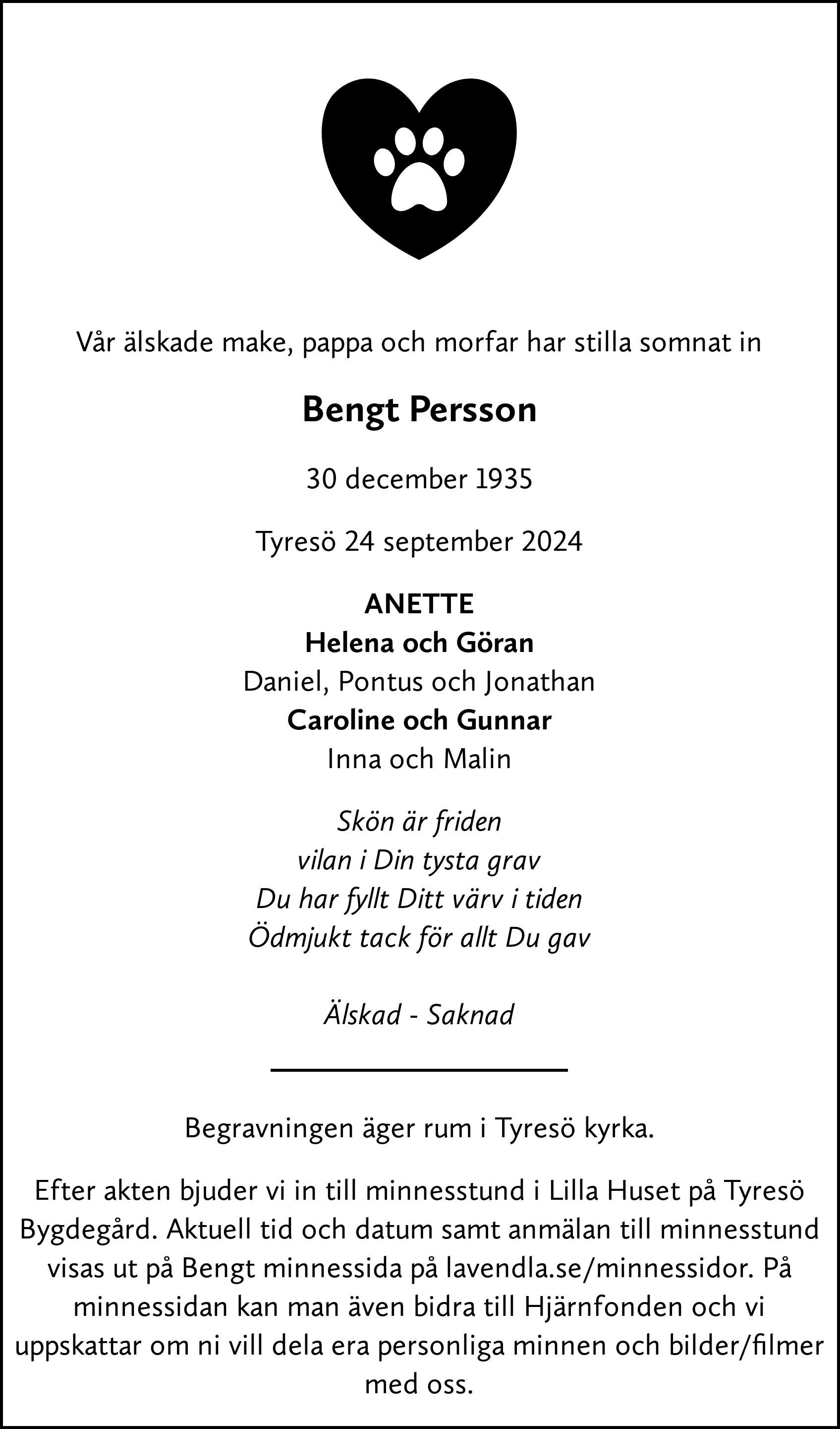 Dödsannons för Bengt