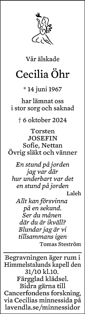 Dödsannons för Cecilia