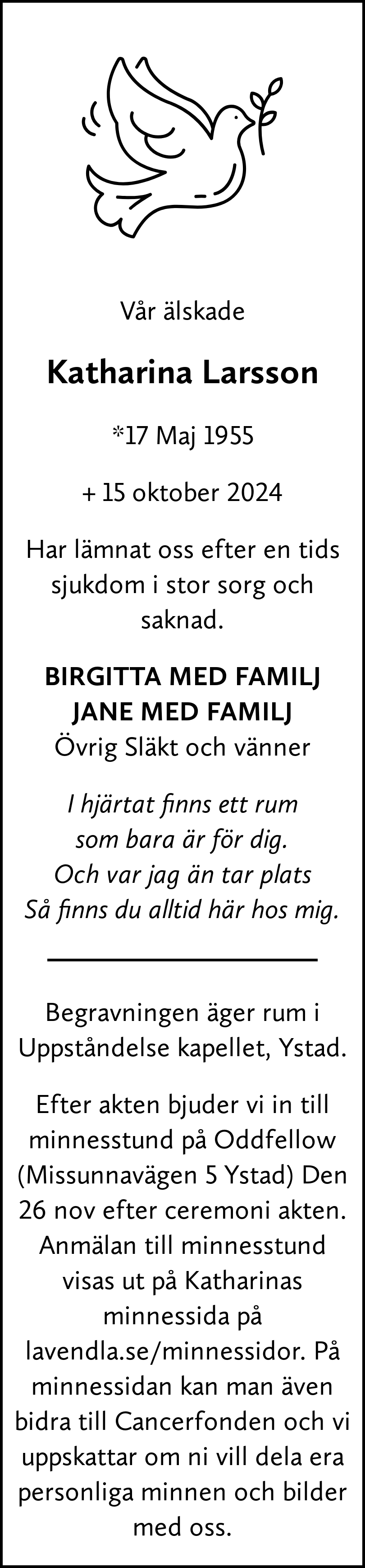 Dödsannons för Katharina