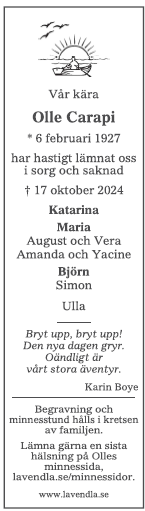 Dödsannons för Olle