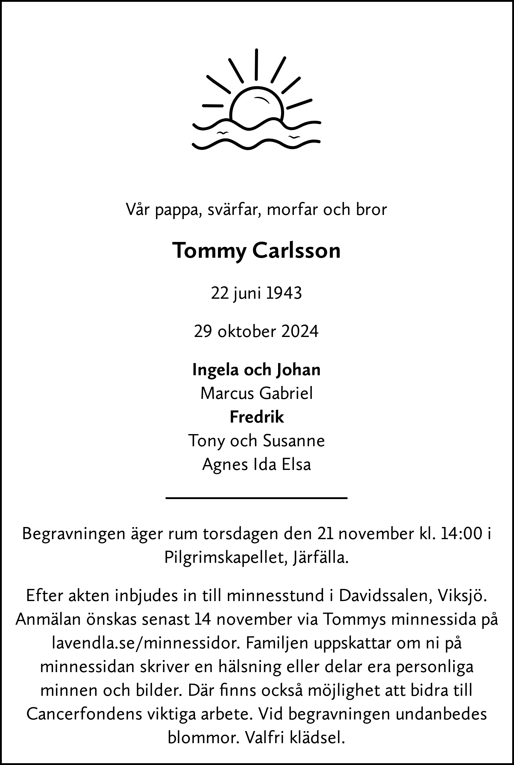 Dödsannons för Tommy