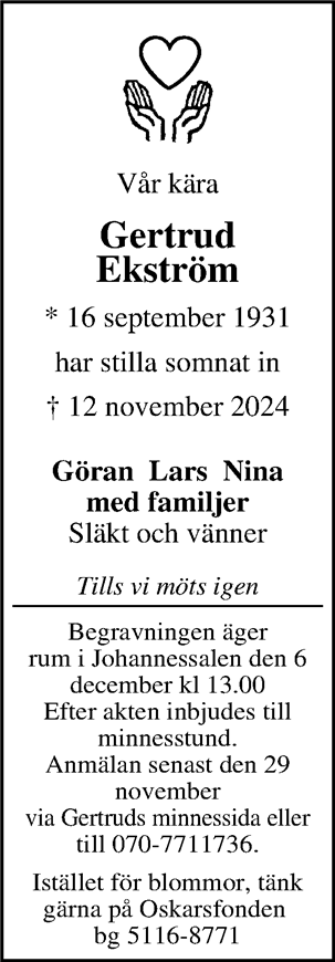 Dödsannons för Gertrud