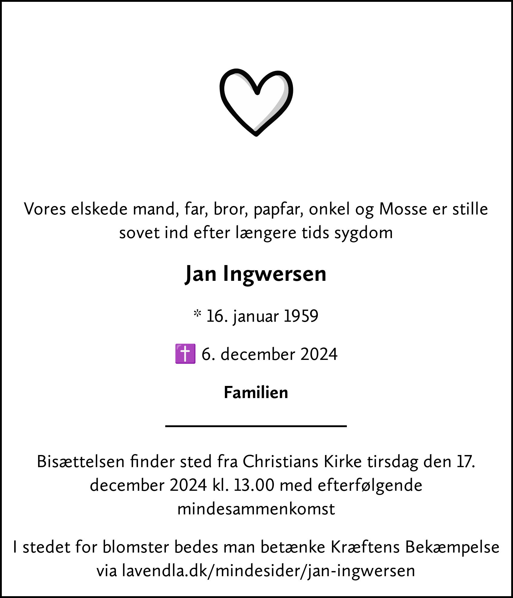 Dødsannonce for Jan
