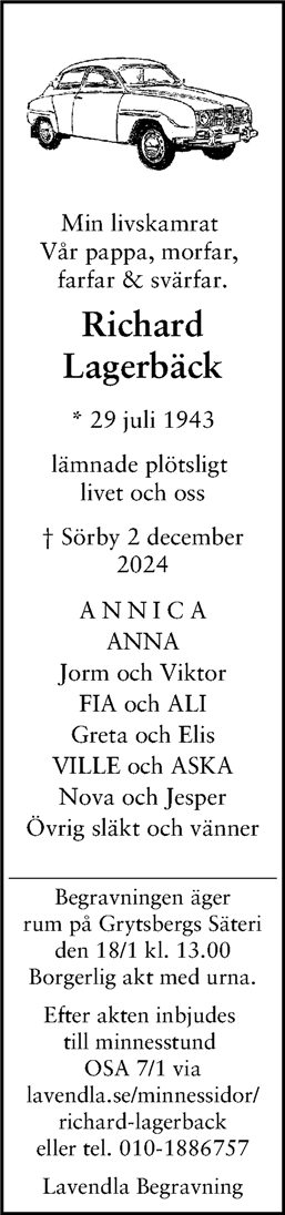 Dödsannons för Richard