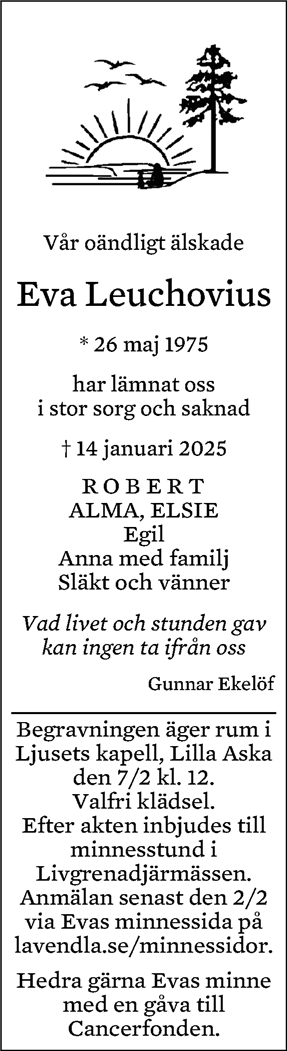 Dödsannons för Eva