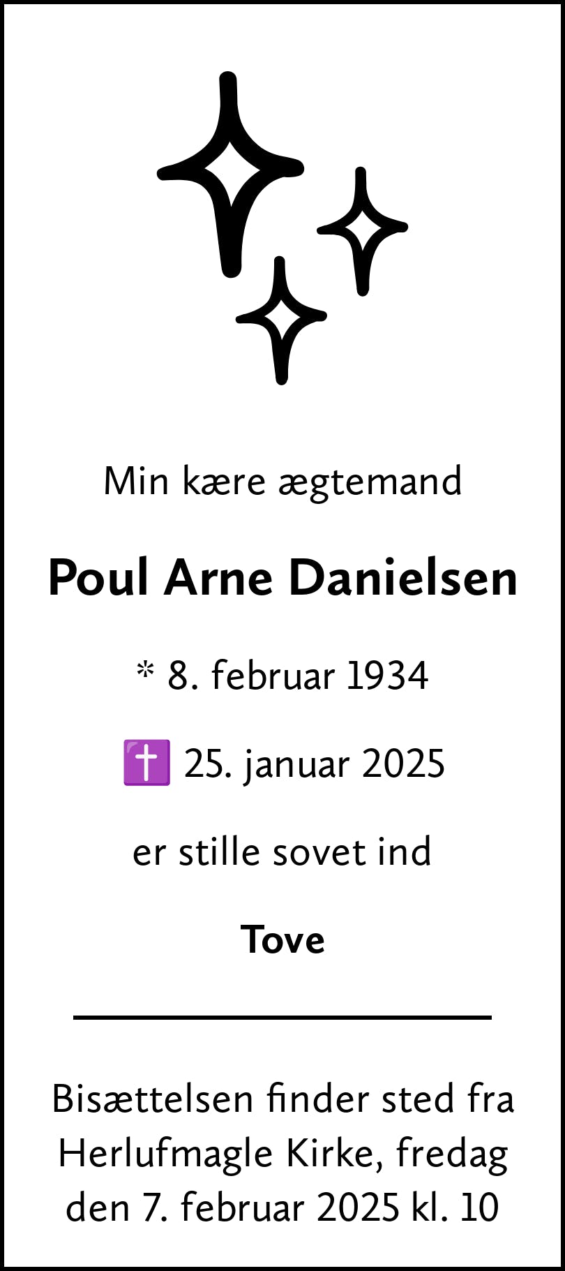 Dødsannonce for Poul Arne