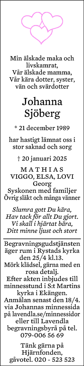 Dödsannons för Johanna