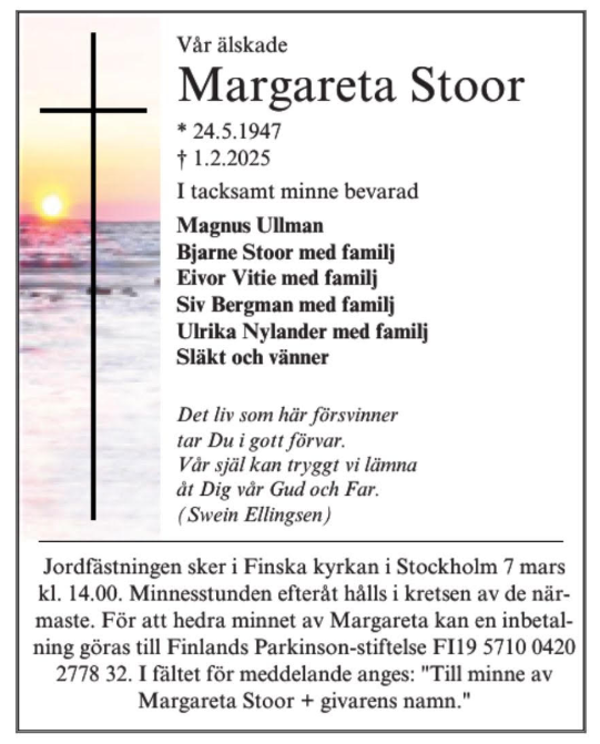 Dödsannons för Margareta