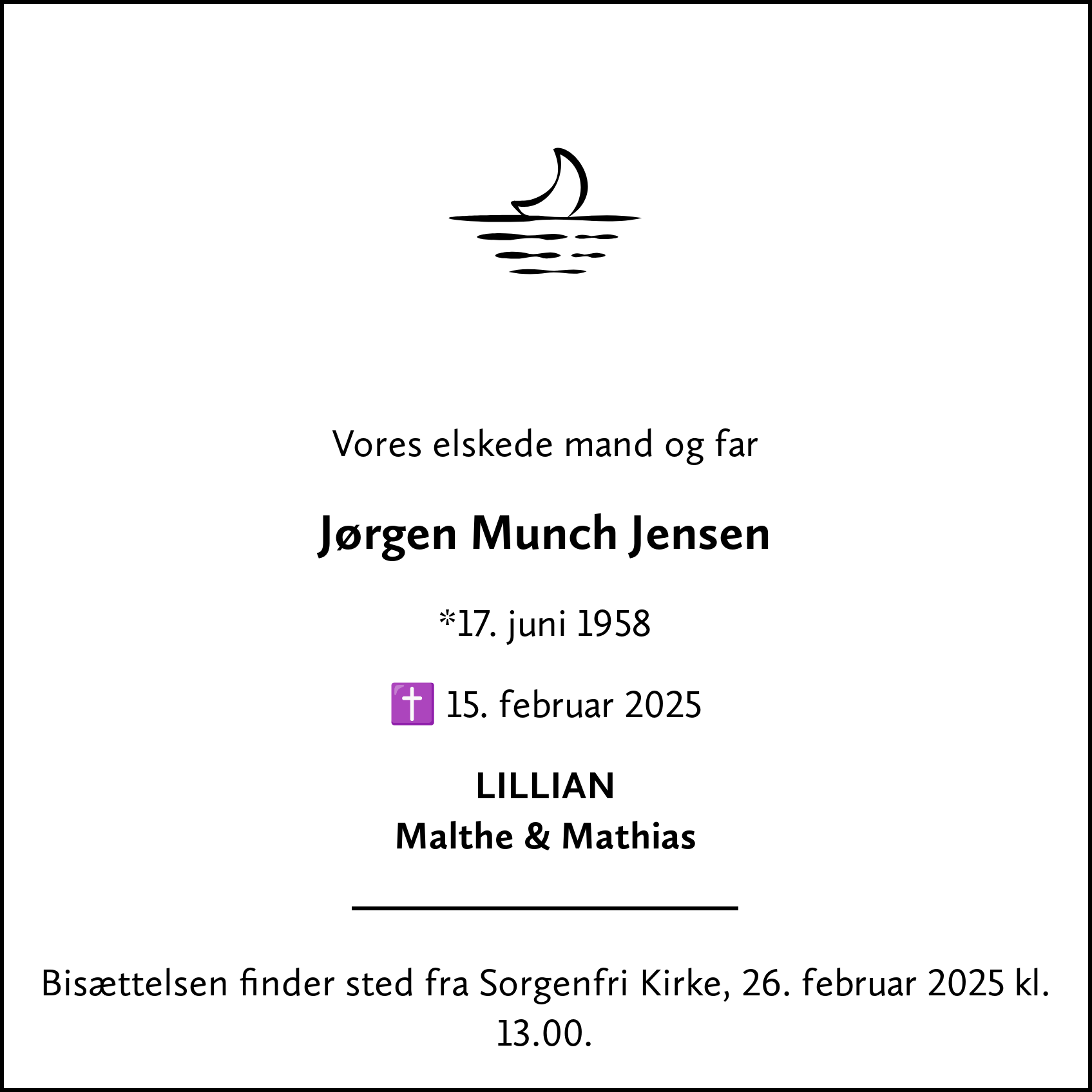 Dødsannonce for Jørgen Munch