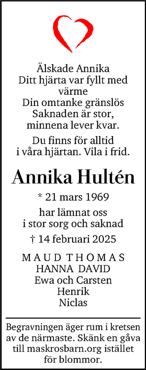 Dödsannons för Annika