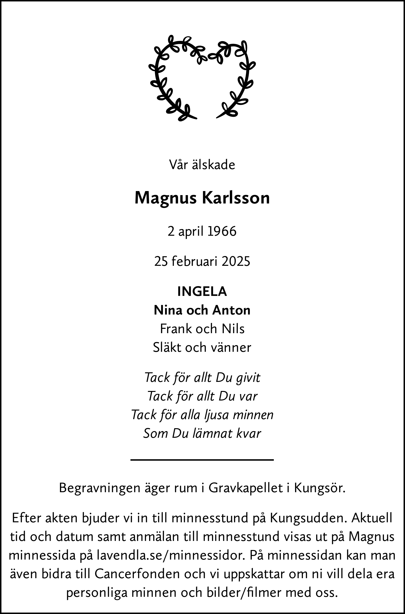Dödsannons för Magnus