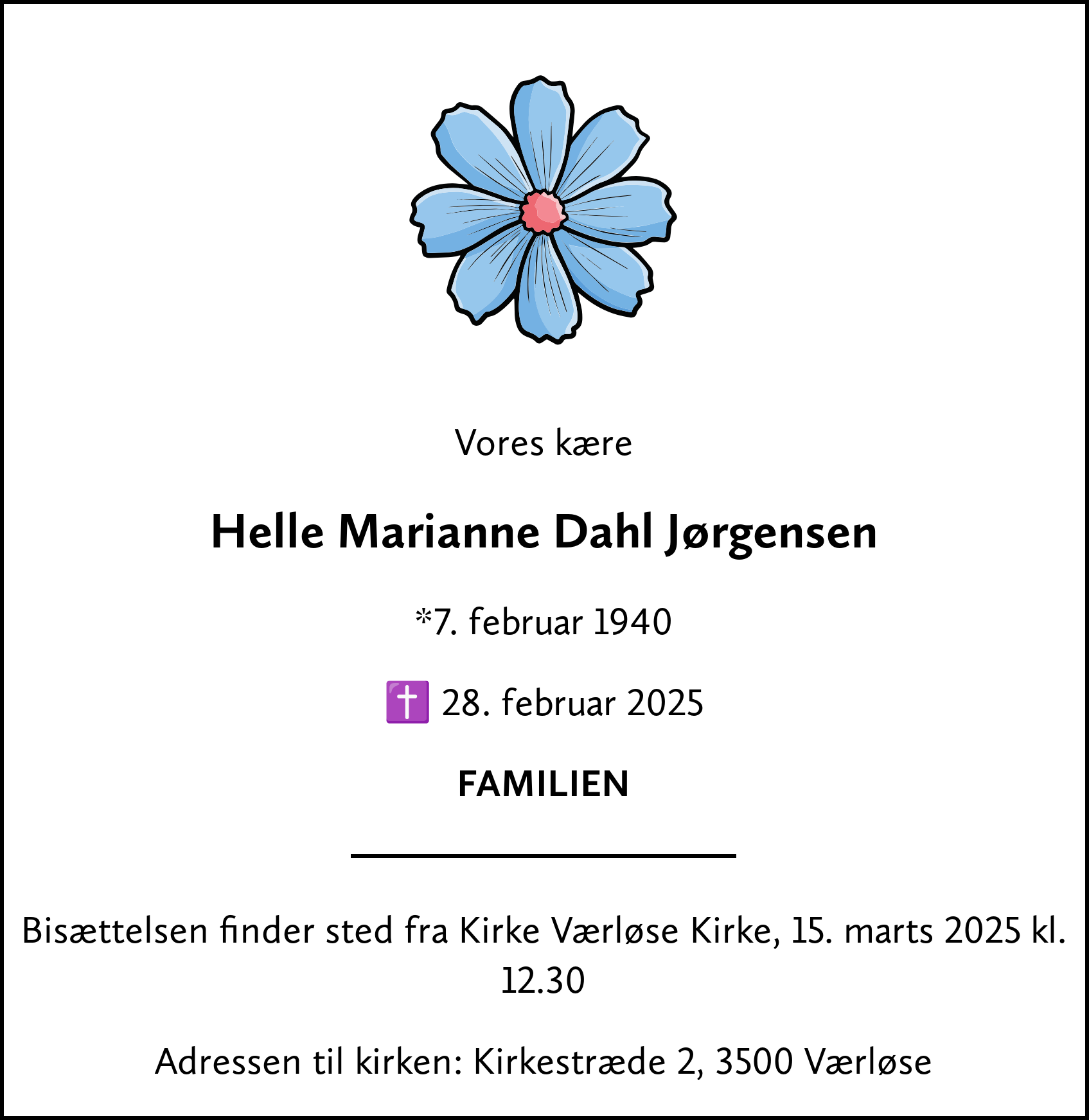 Dødsannonce for Helle Marianne Dahl