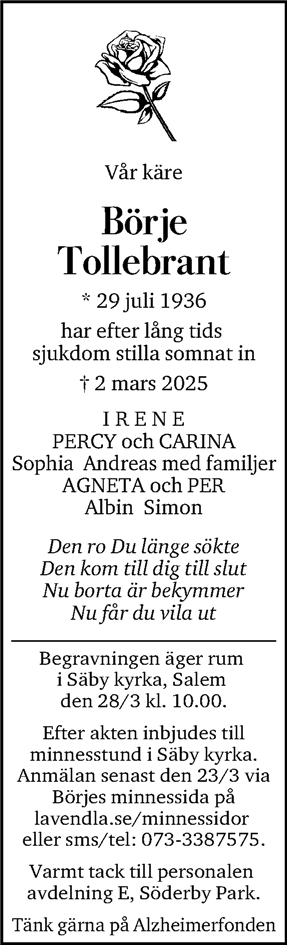 Dödsannons för Börje