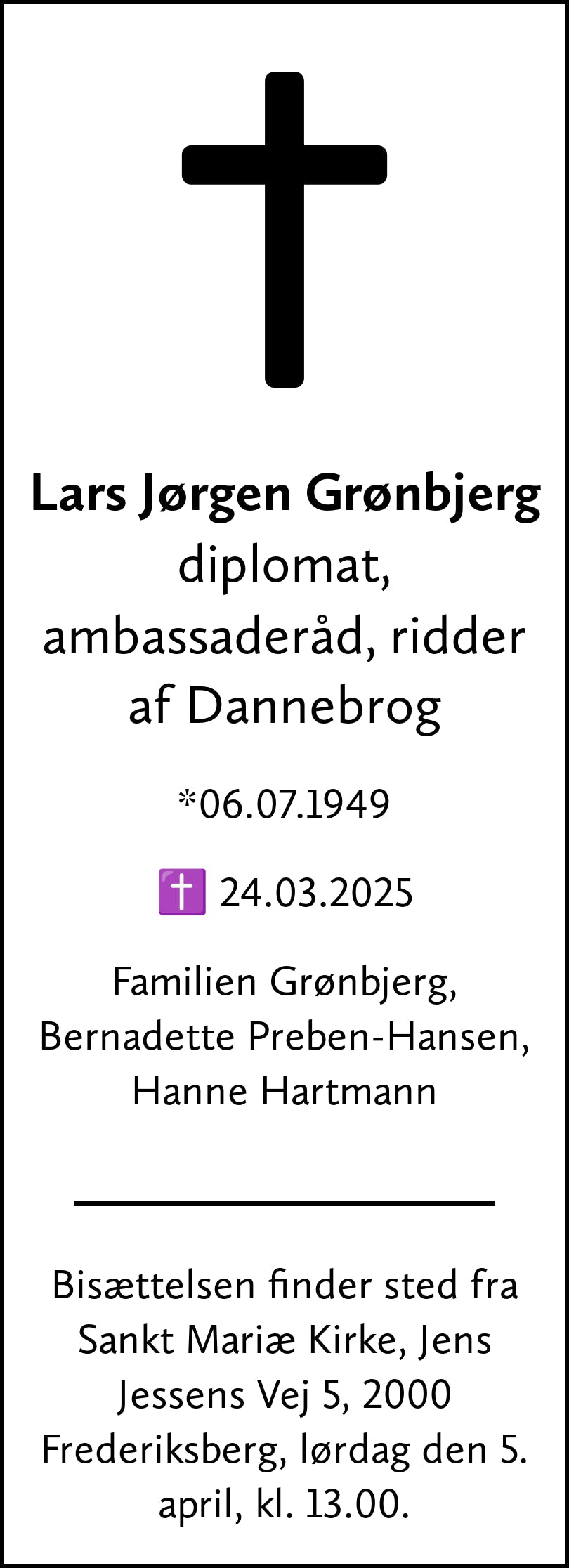 Dødsannonce for Lars Jørgen