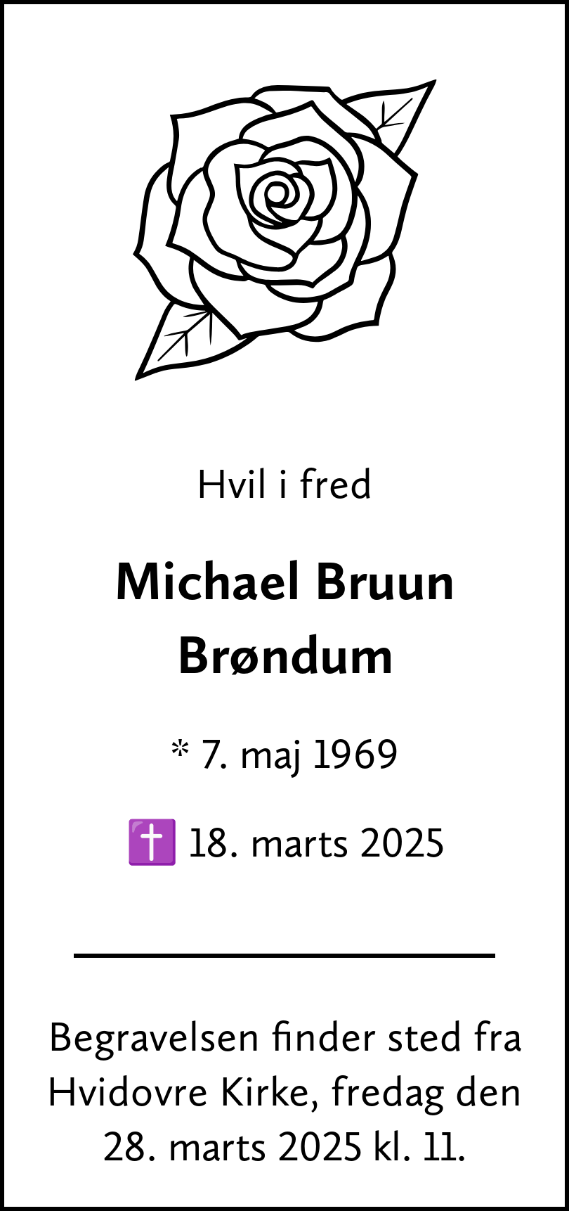Dødsannonce for Michael