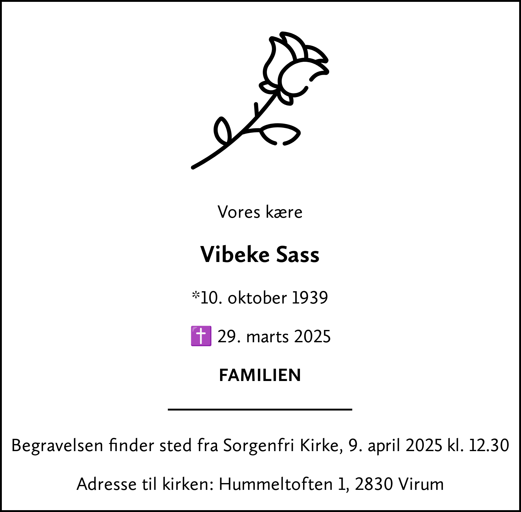 Dødsannonce for Vibeke