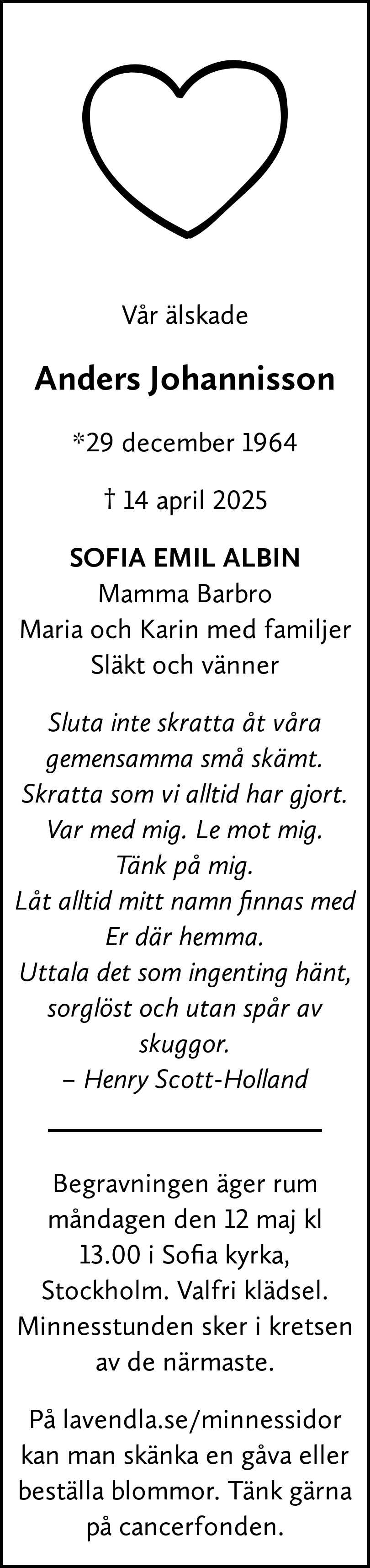 Dödsannons för Anders