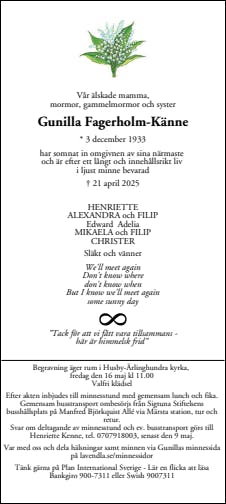 Dödsannons för Gunilla