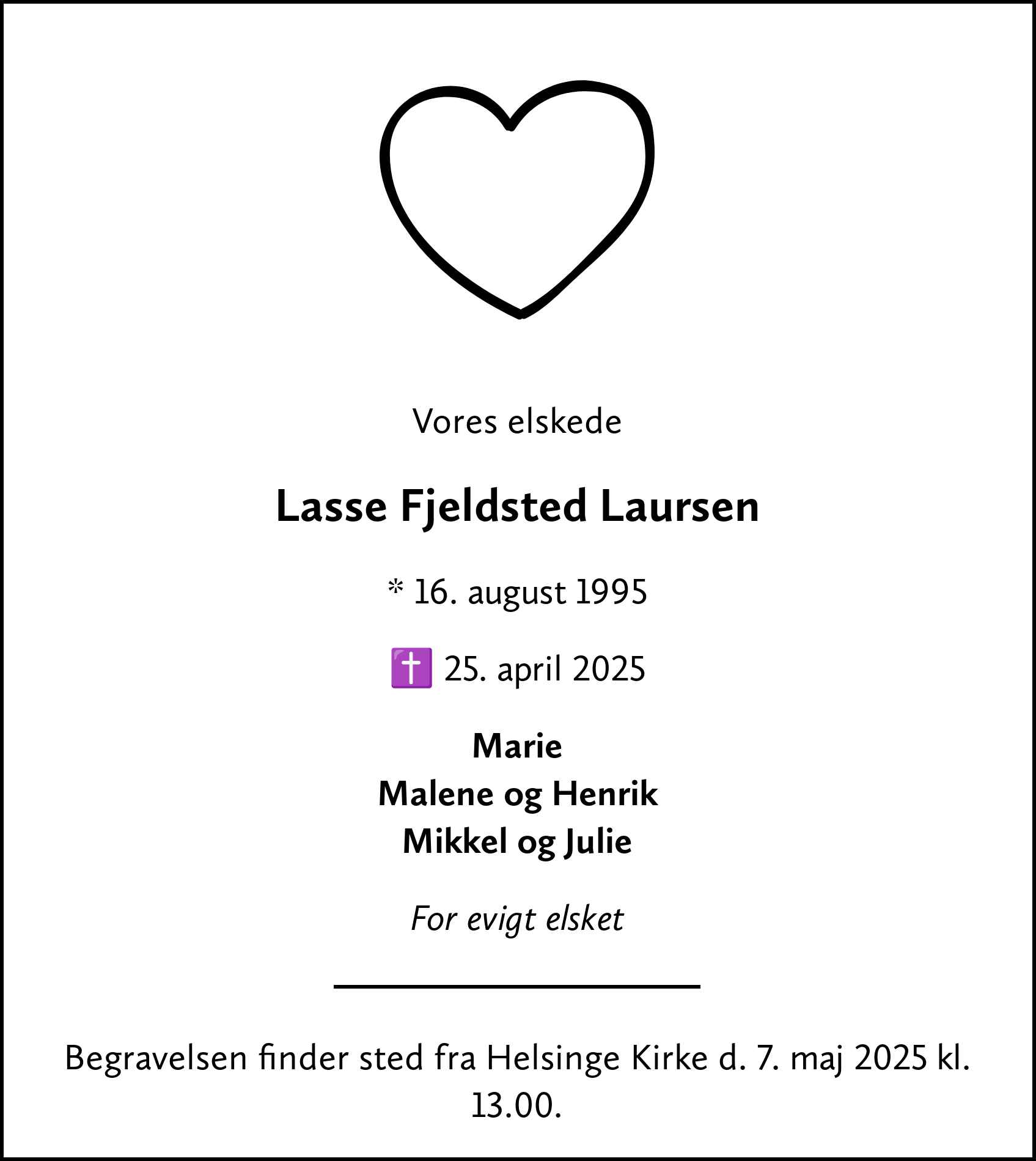 Dødsannonce for Lasse
