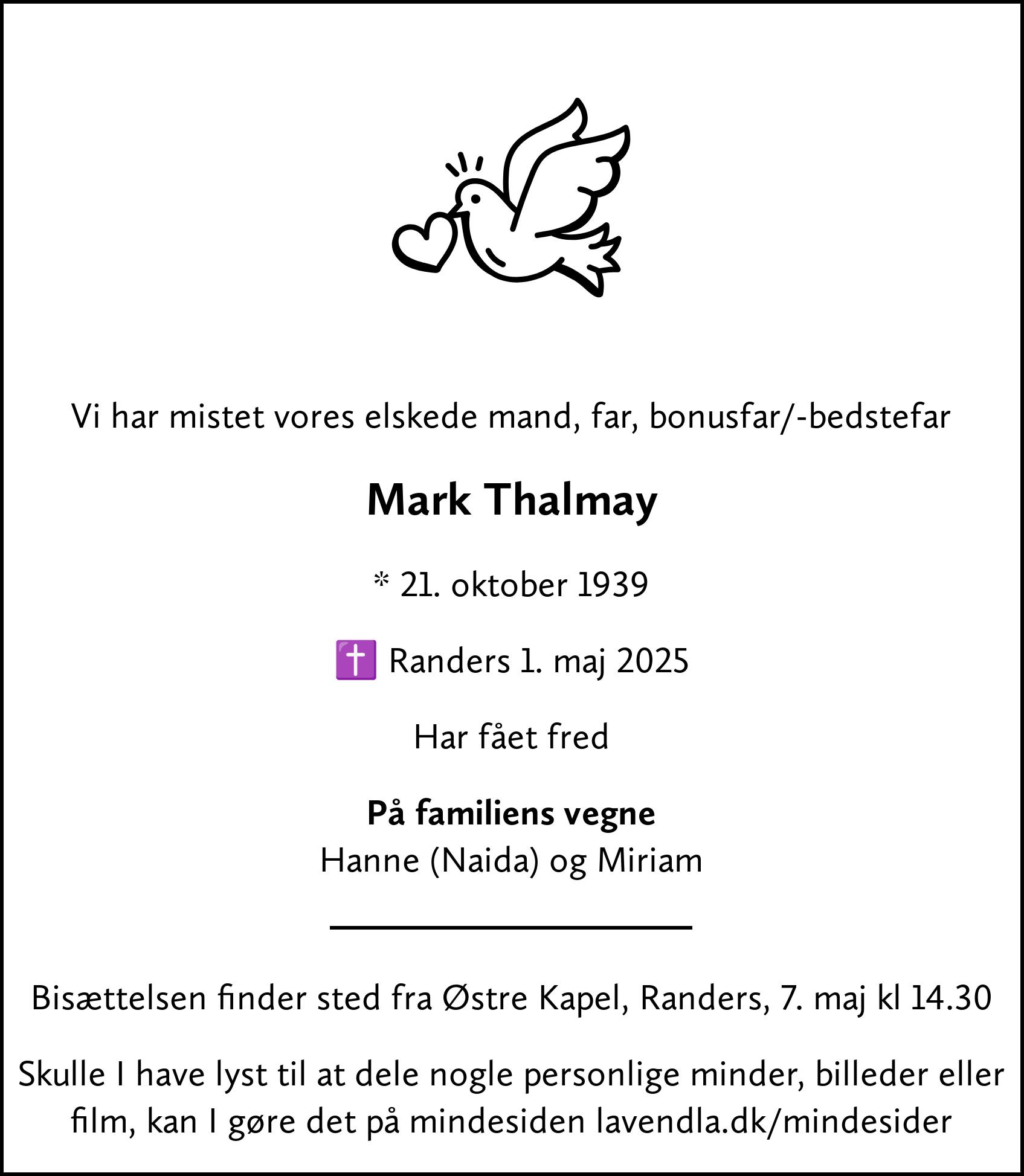 Dødsannonce for Mark