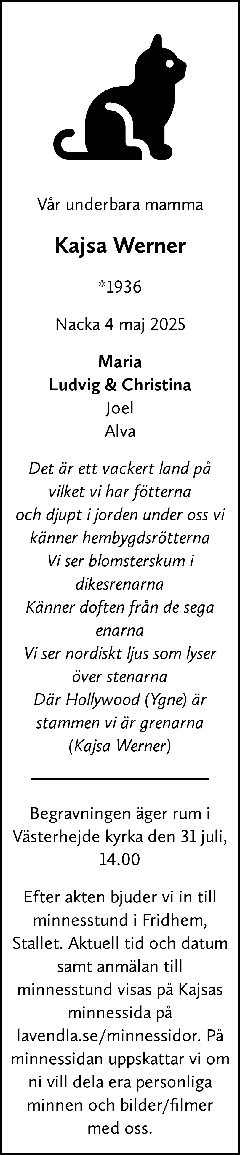 Dödsannons för Kajsa