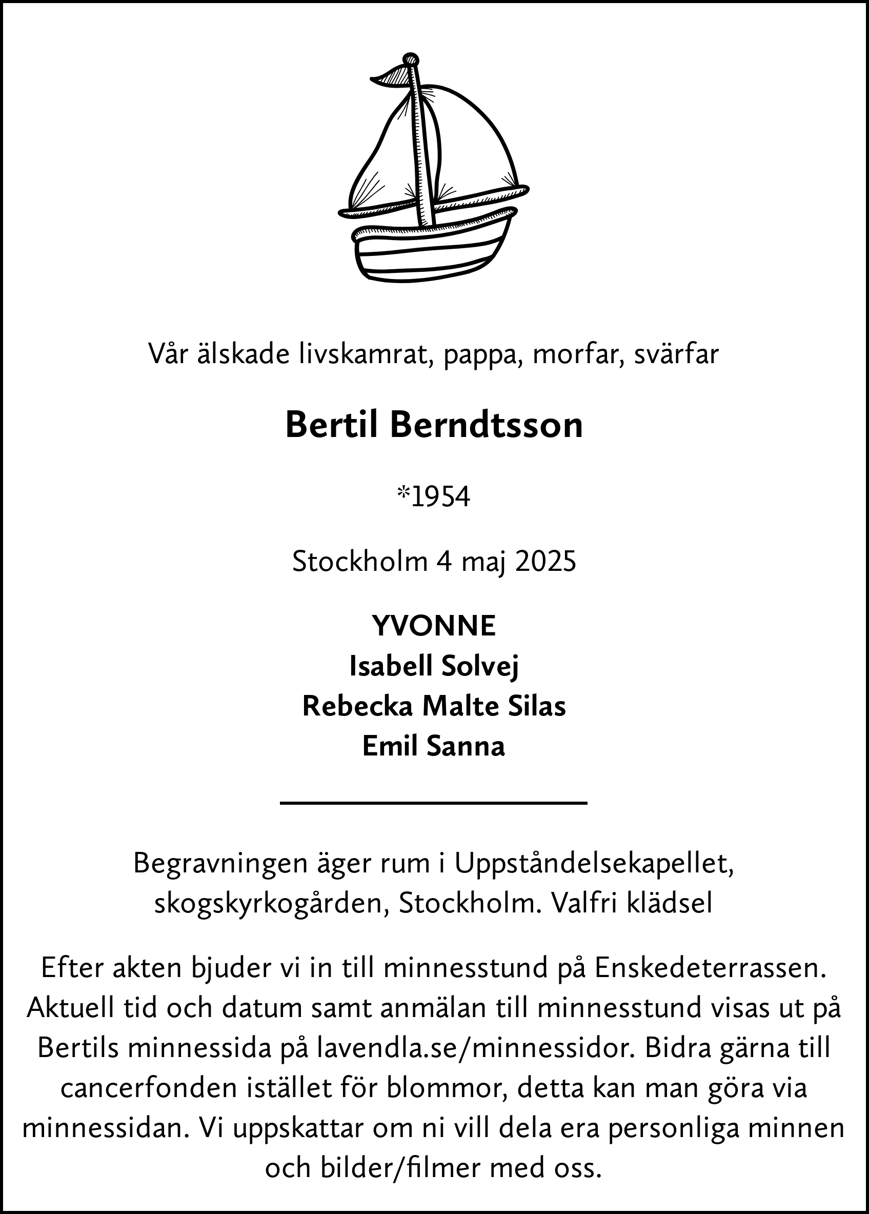 Dödsannons för Bertil