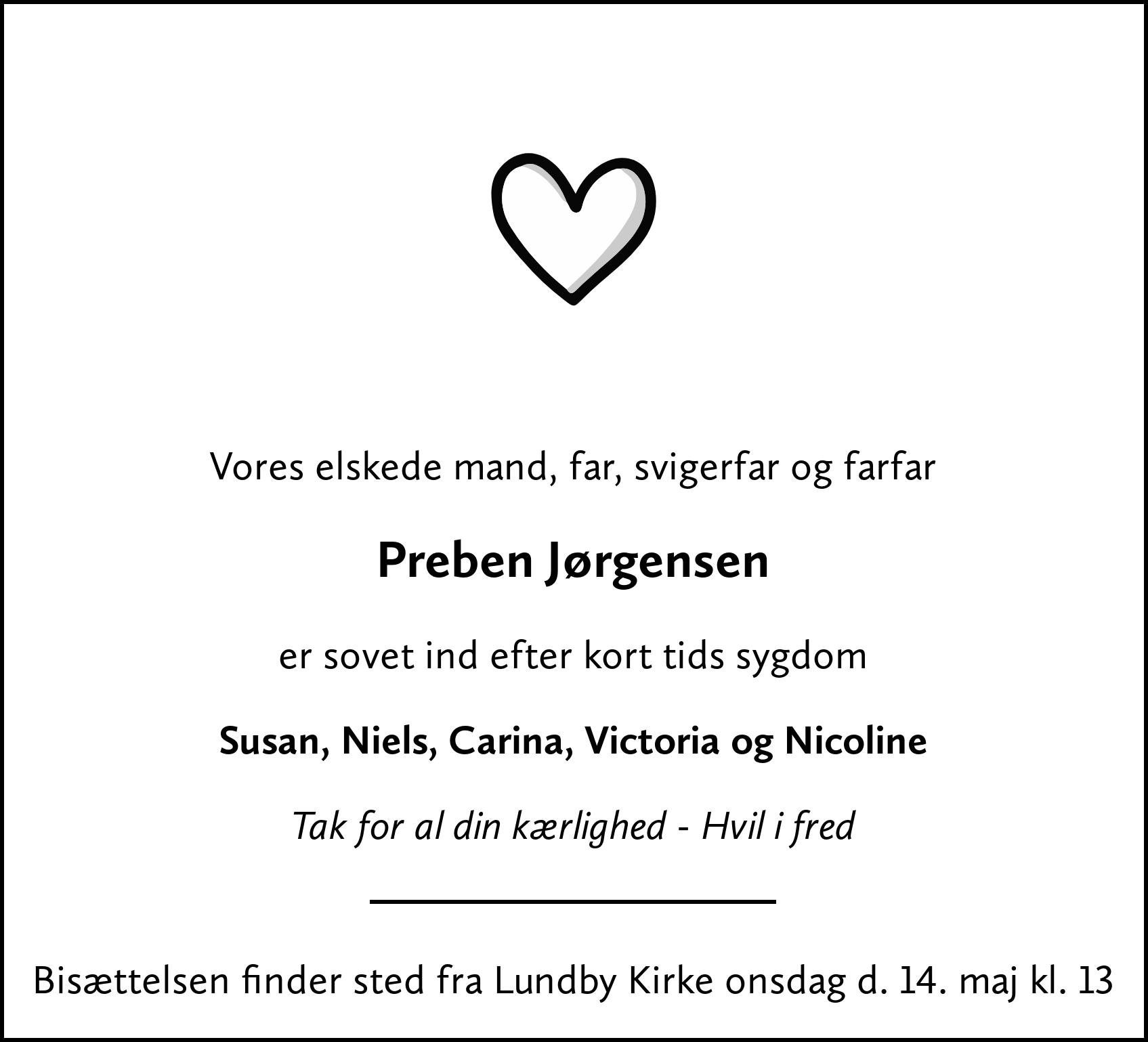 Dødsannonce for Preben