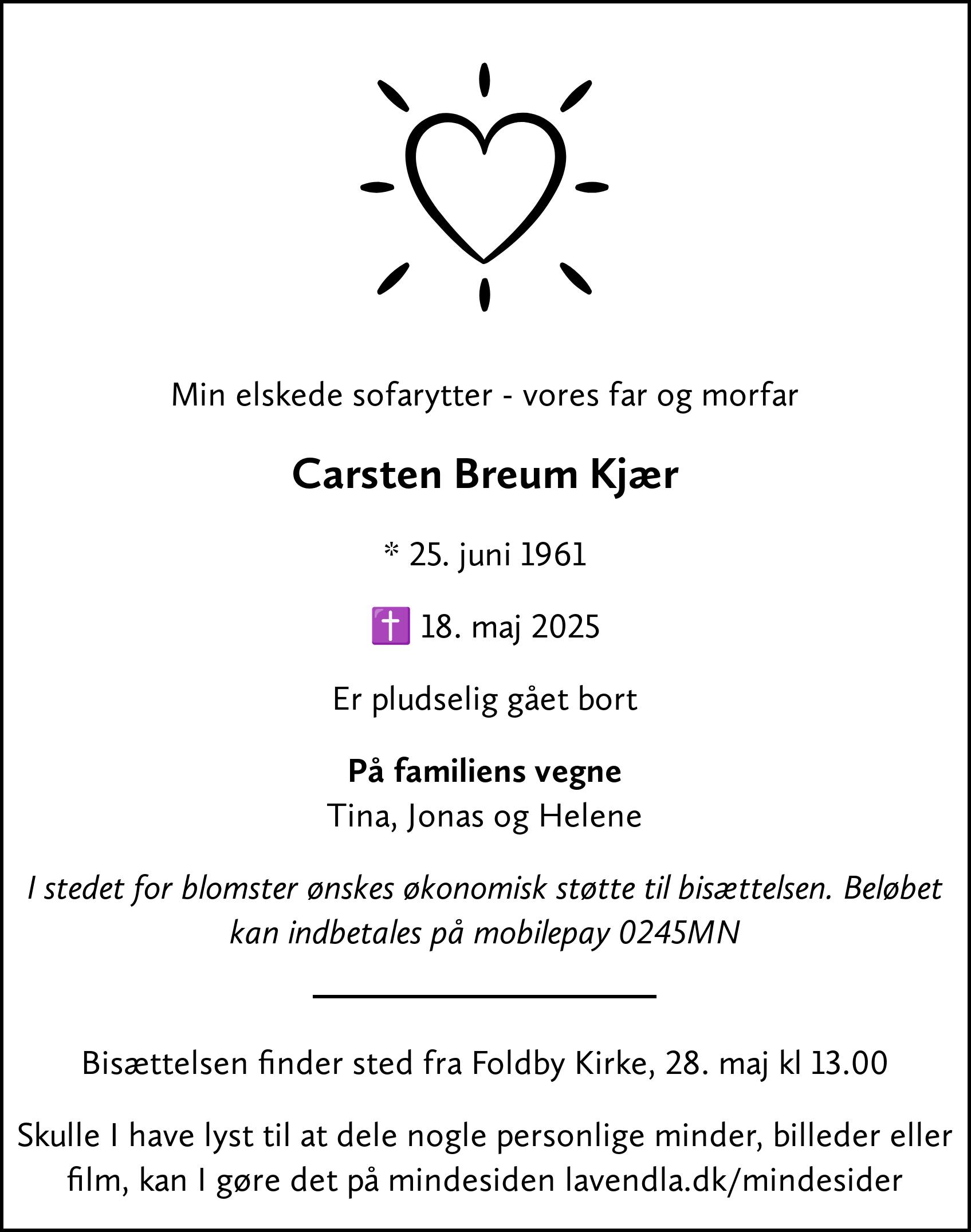 Dødsannonce for Carsten Breum