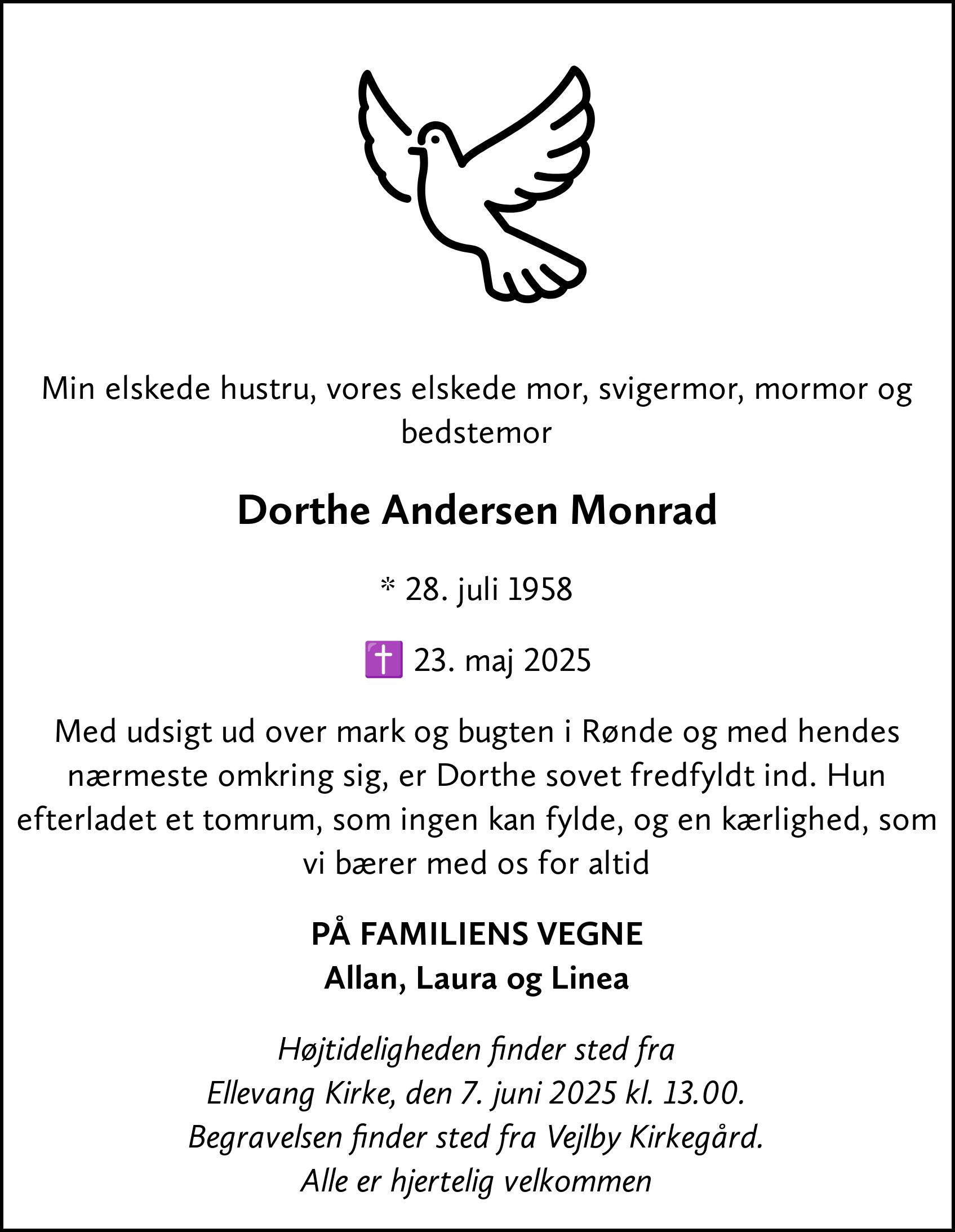 Dødsannonce for Dorthe