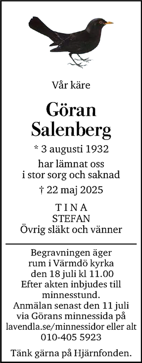Dödsannons för Göran Karl Erik