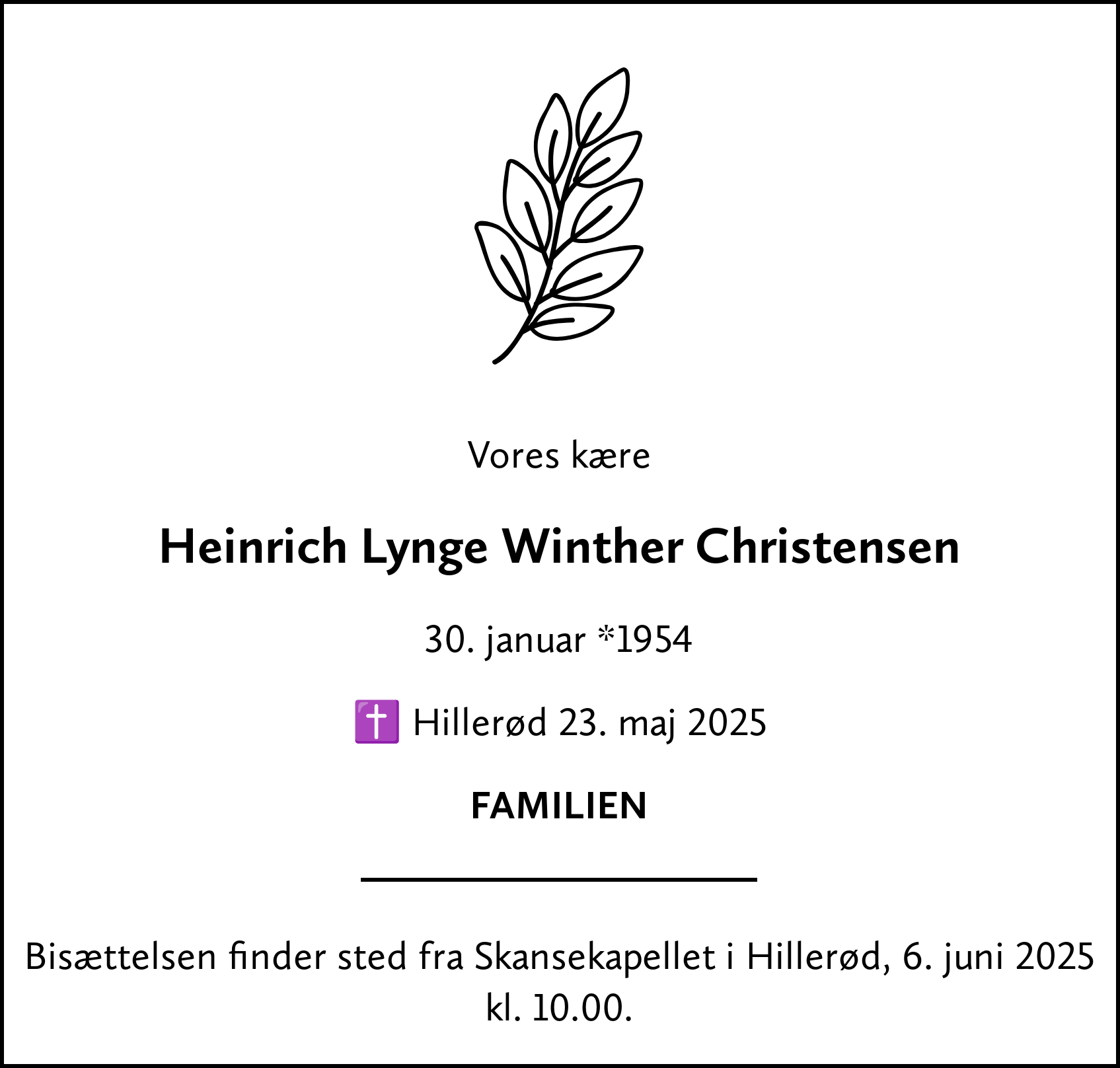 Dødsannonce for Heinrich