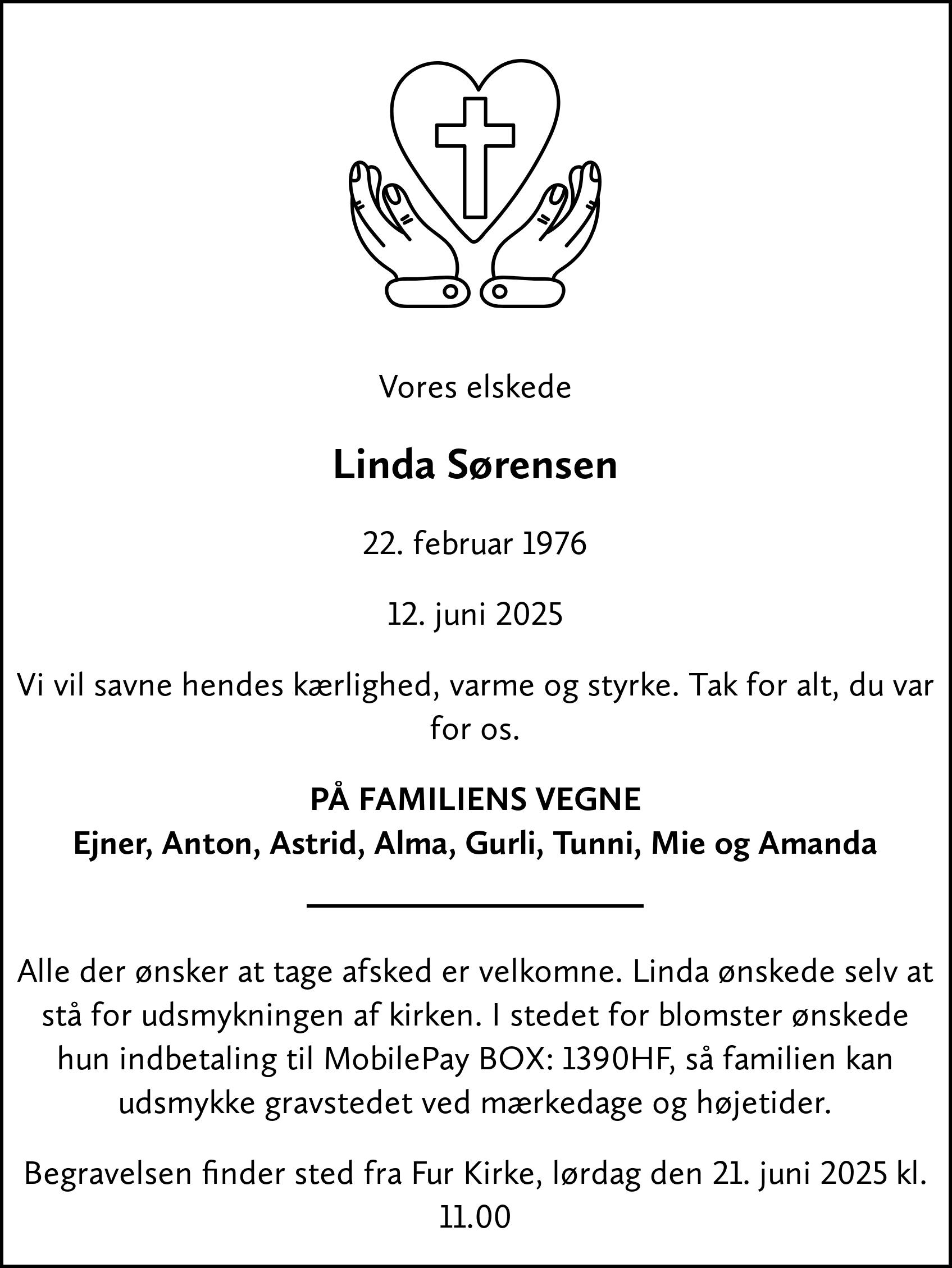 Dødsannonce for Linda