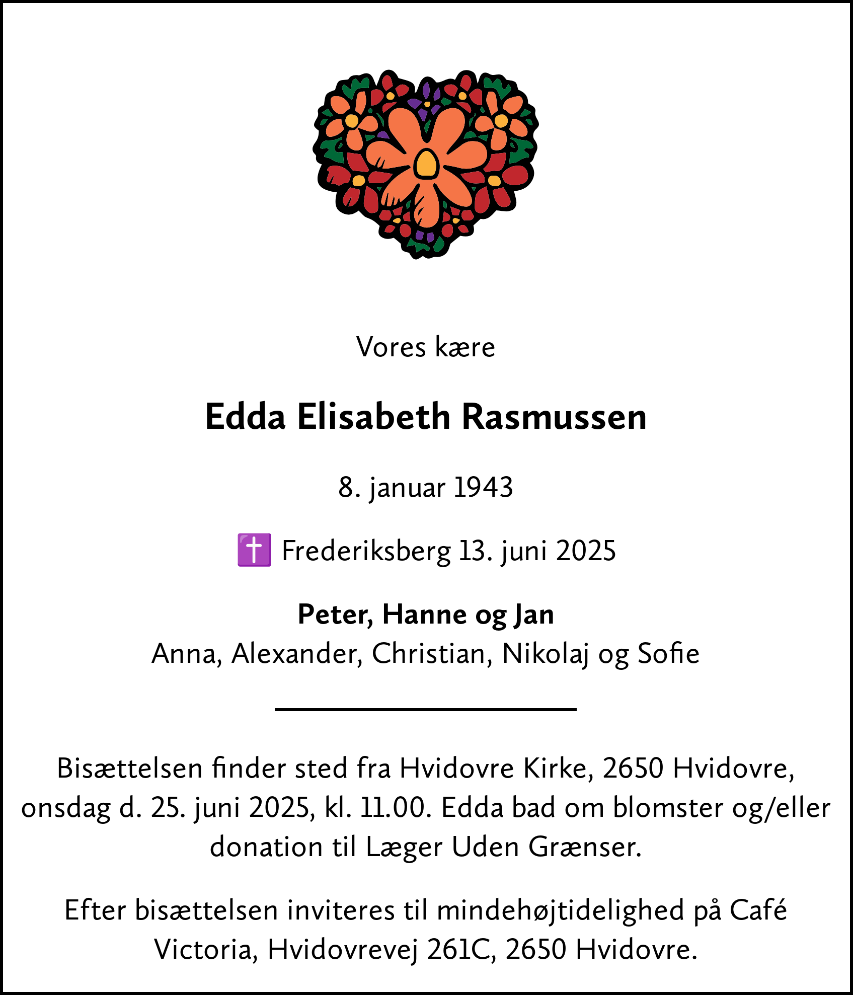 Dødsannonce for Edda Elisabeth