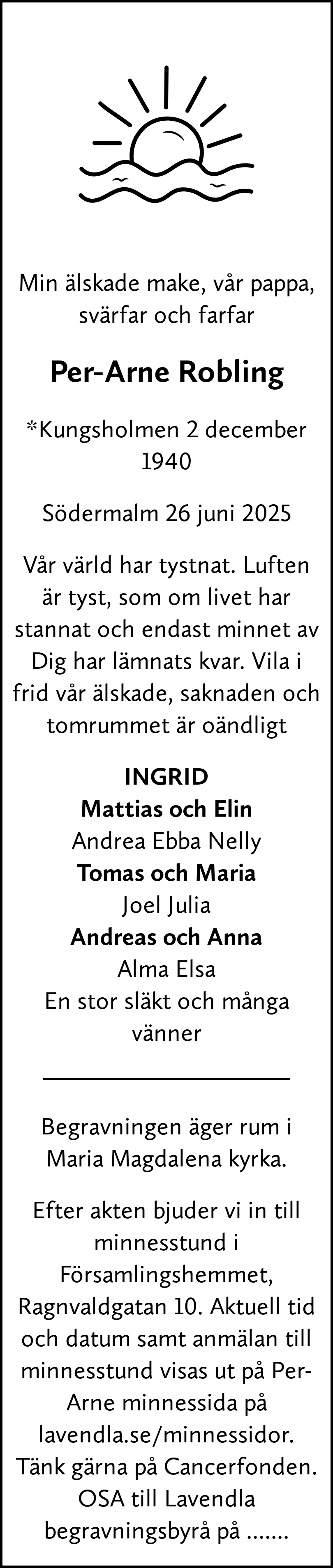 Dödsannons för Per-Arne