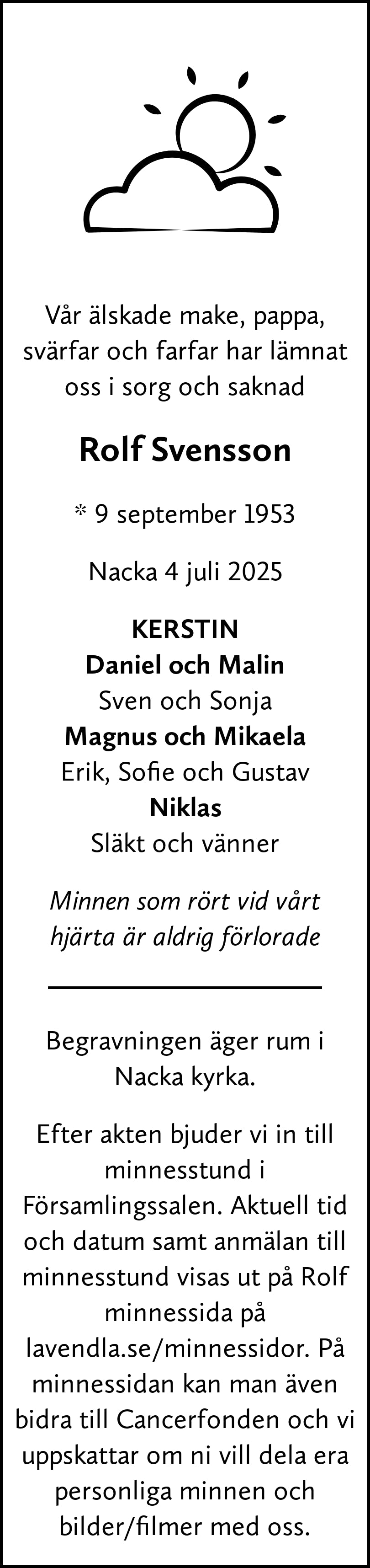 Dödsannons för Rolf