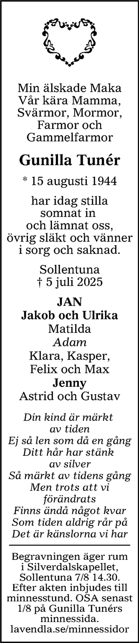 Dödsannons för Gunilla