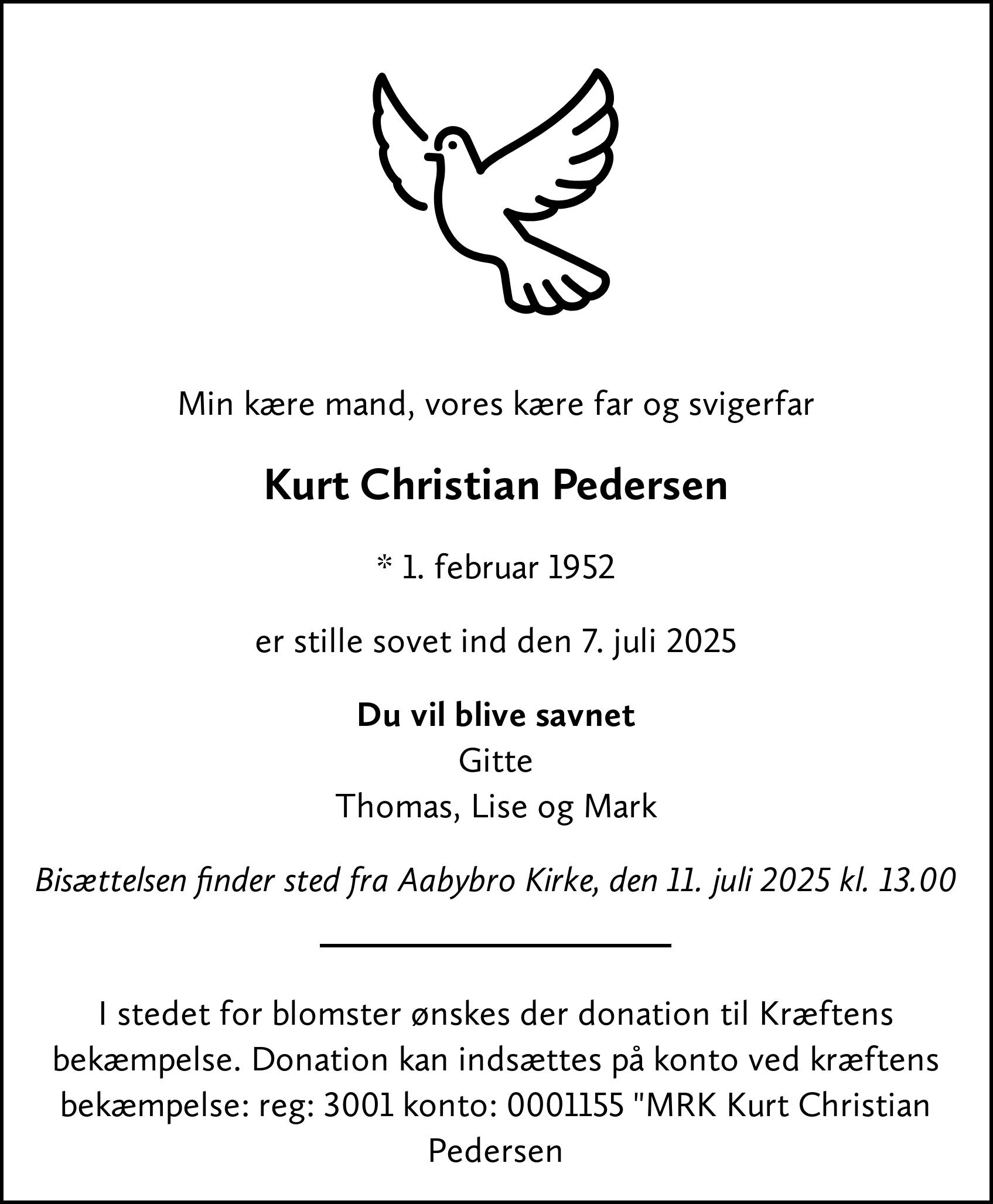 Dødsannonce for Kurt Christian