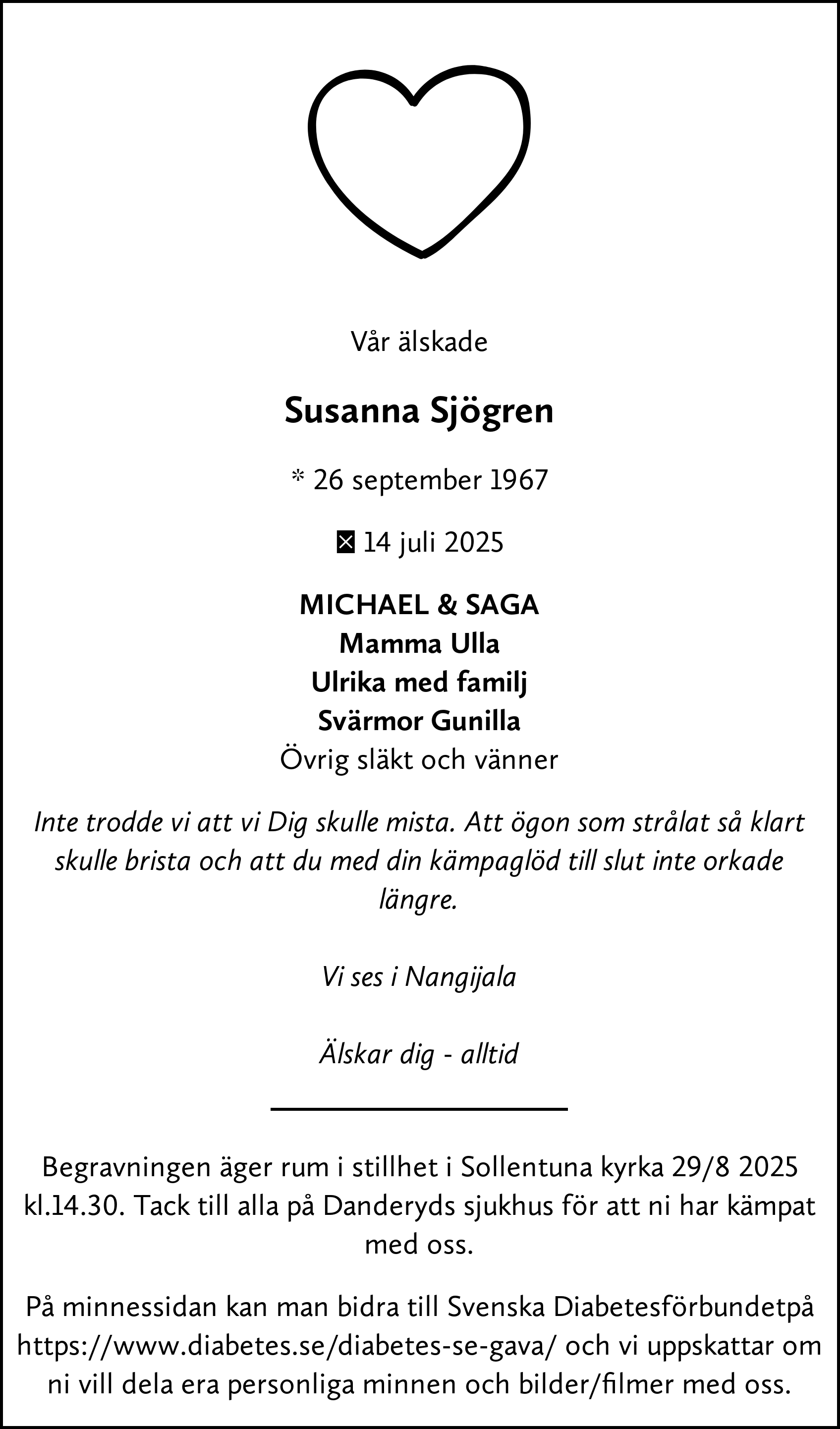 Dödsannons för Susanna