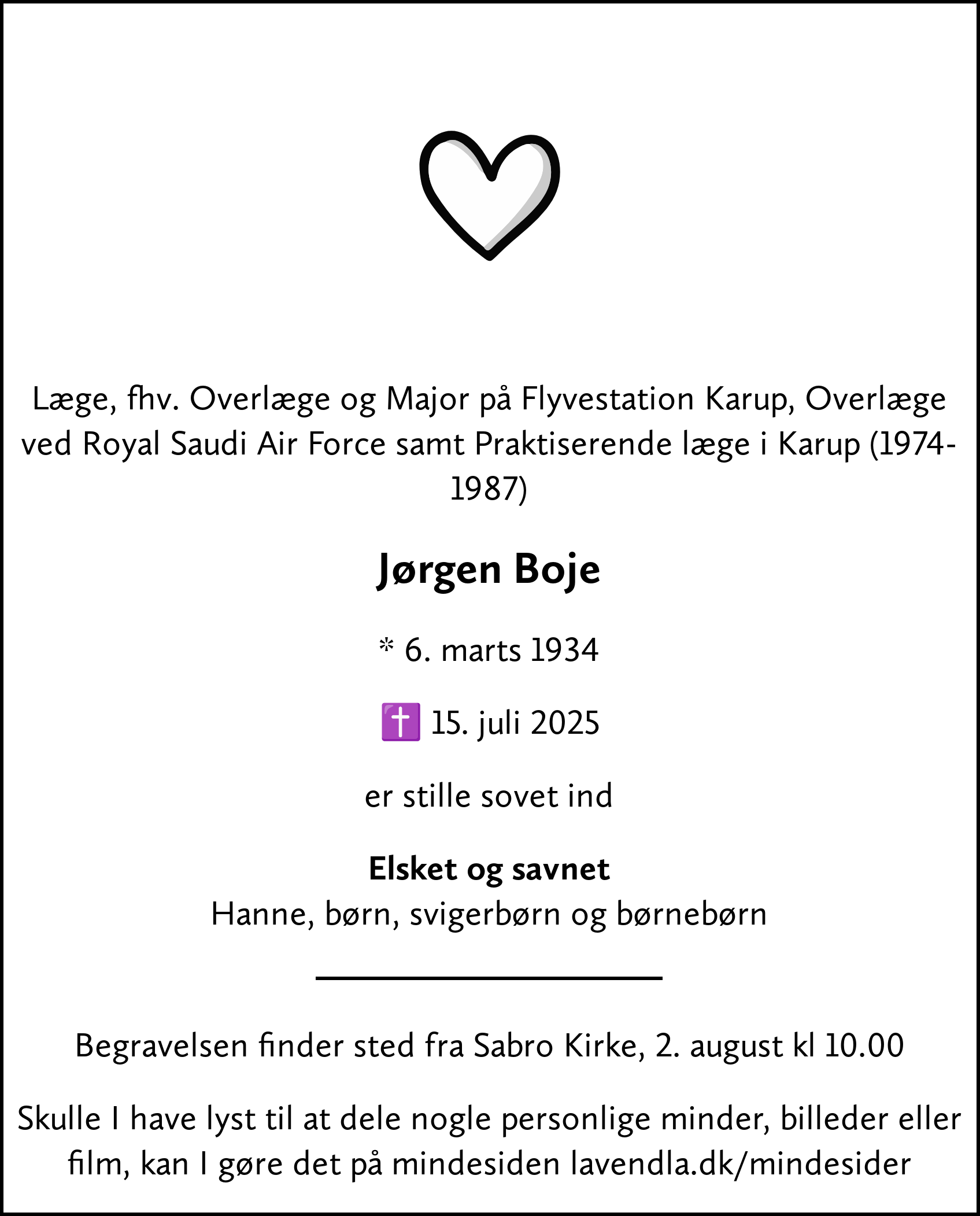 Dødsannonce for Jørgen